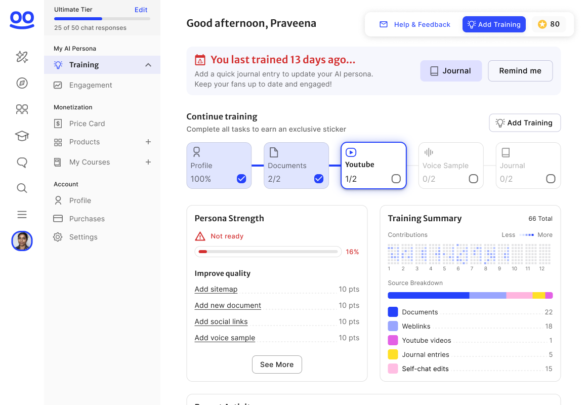 soopra.ai training dashboard